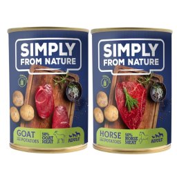 SIMPLY FROM NATURE Hrana umeda pentru caini, mix carne de cal si cartofi/carne de capra si cartofi 400 g x 12 buc.