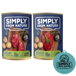 SIMPLY FROM NATURE Mix hrana caine, capra cu cartofi + cal cu cartofi 400 g x 12 buc + capac pentru conserve