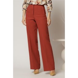 Pantaloni dama caramizii croi drept cu adaos de viscoza