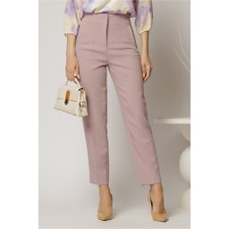 Pantaloni lila roze cu croi conic si talie inalta