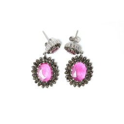 Cercei argint 925 cu commercial diamond si rubin GF - Victorian