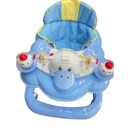 Premergator reglabil pe inaltiime, pliabil, roti de silicon si panou cu jucarii, Ratusca, bleu