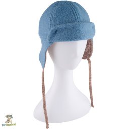 Căciulă pentru copii de Cazac din lână fiartă, Culoare Blue