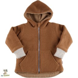 Jachetă pentru copii din lână fiartă, Culoare Camel