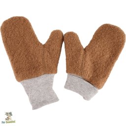 Mănuși pentru copii din lână fiartă, Culoare Camel