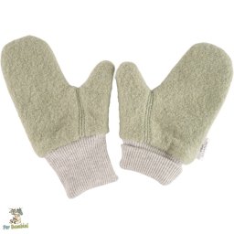 Mănuși pentru copii din lână fiartă, Culoare Dusty Green