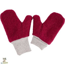 Mănuși pentru copii din lână fiartă, Culoare Red