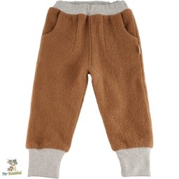Pantaloni pentru copii din lână fiartă, Culoare Camel