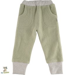 Pantaloni pentru copii din lână fiartă, Culoare Dusty Green