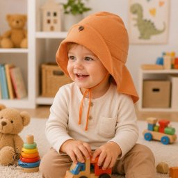 Palarie de soare pentru copii din in prespalat,Culoare Orange