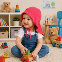Palarie de soare pentru copii din in prespalat,Culoare Somon