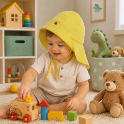 Palarie de soare pentru copii din in prespalat,Culoare Galben