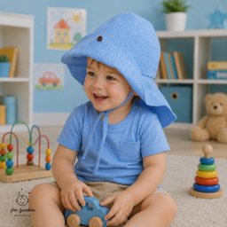 Palarie de soare pentru copii din in prespalat,Culoare Blue