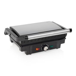 RESIGILAT - Gratar electric Tristar GR-9165PR, 1600W, deschidere la 180 , termostat reglabil, tavita colectare grasime, maner CoolTouch, Argintiu Negru