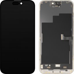 Display cu Touchscreen MP compatibil cu Apple iPhone 15 Pro, cu Rama, Versiune Premium Soft OLED FHD 120Hz, Negru