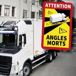 Set 10 buc. sticker autocolant Unghi Mort , Eticheta Autocolanta ANGLES MORTS pentru camioane, dimensiune 17 x 25 cm