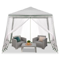 Pavilion de gradina, cort pentru petreceri, foisor cu plasa de tantari, culoare alb verde, dimensiune 3 x 3 m