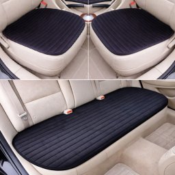 Set 3 piese, protectii scaune si bancheta auto, universale, confortabile, din material textil, culoare Neagra