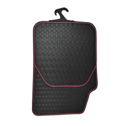 Covorase Auto Universale, din cauciuc sintetic moale, culoare Neagra cu dunga Rosie