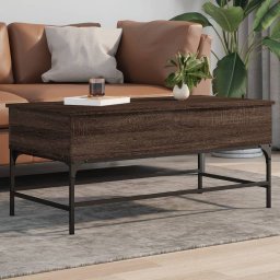 Masuta cafea, stejar maro, 100x50x45 cm, lemn prelucrat/metal GartenMobel Dekor