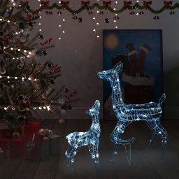 Decoratiune de Craciun familie de reni 160 LED alb rece acril GartenMobel Dekor