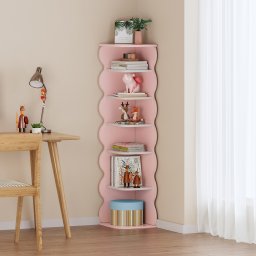Raft de colt pentru copii Vestnes 108x27x27 cm roz/alb [en.casa]