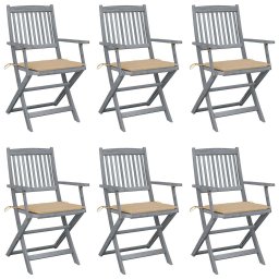 Scaune pliante de exterior cu perne 6 buc. lemn masiv de acacia GartenMobel Dekor
