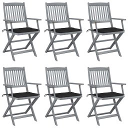 Scaune pliante de exterior cu perne 6 buc. lemn masiv de acacia GartenMobel Dekor
