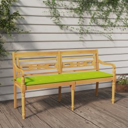 Banca Batavia cu perna verde aprins, 150 cm, lemn masiv tec GartenMobel Dekor