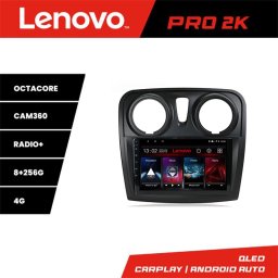 Navigatie Android Lenovo QLED 2K 8+256GB pentru Dacia Sandero Logan 2012-2020