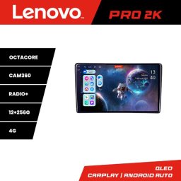 Navigatie auto universala 2DIN Lenovo Pro 2K, QLED, 12+256GB, 360
