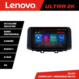 Navigatie Android Hyundai Kona Lenovo QLED 4GB+64GB cu 360, Waze si 4G