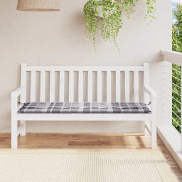 Perna banca de gradina, gri carouri, 150x50x4 cm, textil Oxford GartenMobel Dekor