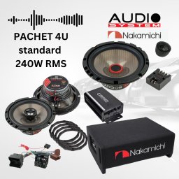 Pachet audio auto 4 usi Audio System Carbon cu amplificator si subwoofer