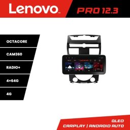 Navigatie Android Lenovo PRO 12.3 QLED 4G pentru SsangYong Rexton 2006-2013