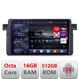 Navigatie BMW Seria 3 E46 1998-2005 QLED 2K Android 16+512GB