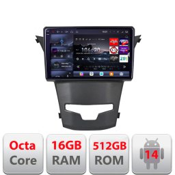 Navigatie Android SsangYong Korando 2014-2019 QLED 2K 16GB+512GB