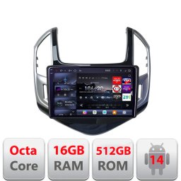 Navigatie Android Chevrolet Cruze 2013+ Edotec QLED 2K, 16GB RAM, 512GB