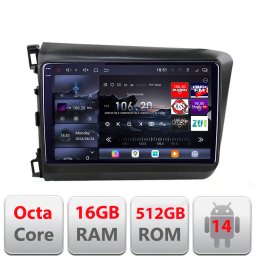 Navigatie Android Honda Civic 2012-2015 Edotec QLED 2K 16GB RAM 512GB