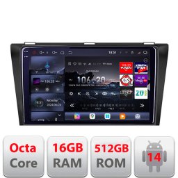Navigatie Mazda 3 2004-2009 Edotec QLED 2K, 16GB RAM, 512GB, 360