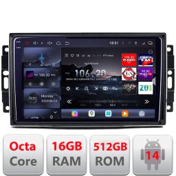 Navigatie Android Chrysler Jeep Edotec Kit-202 QLED 2K 16GB+512GB