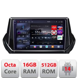 Navigatie Android Peugeot 2008 2020+ QLED 2K, 16GB RAM, 512GB, 360