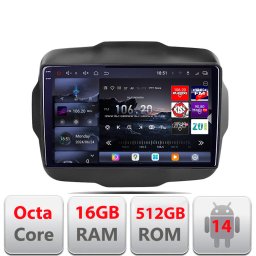 Navigatie Android Jeep Renegade 2015-2020 Edotec QLED 2K 16GB+512GB