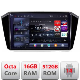 Navigatie VW Passat 2015+ Edotec Kit-518 QLED 2K, 16GB RAM, 512GB, Android