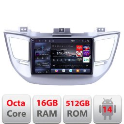 Navigatie Android Hyundai Tucson 2015-2019 QLED 2K 16GB RAM 512GB
