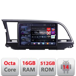 Navigatie Hyundai Elantra 2015-2018 Edotec QLED 2K 16GB RAM 512GB
