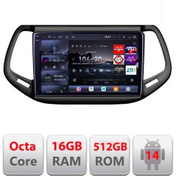 Navigatie Android Jeep Compass 2016+ Edotec QLED 2K, 16GB RAM, 512GB
