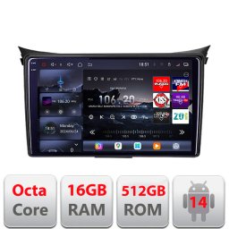Navigatie Android Hyundai i30 2011-2016 QLED 2K, 16GB RAM, 512GB, 360