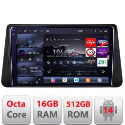 Navigatie Android Nissan Micra 2014-2024, QLED 2K, 16GB RAM, 512GB