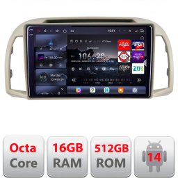 Navigatie Android Nissan Micra 2002-2010 QLED 2K GPS 16GB+512GB